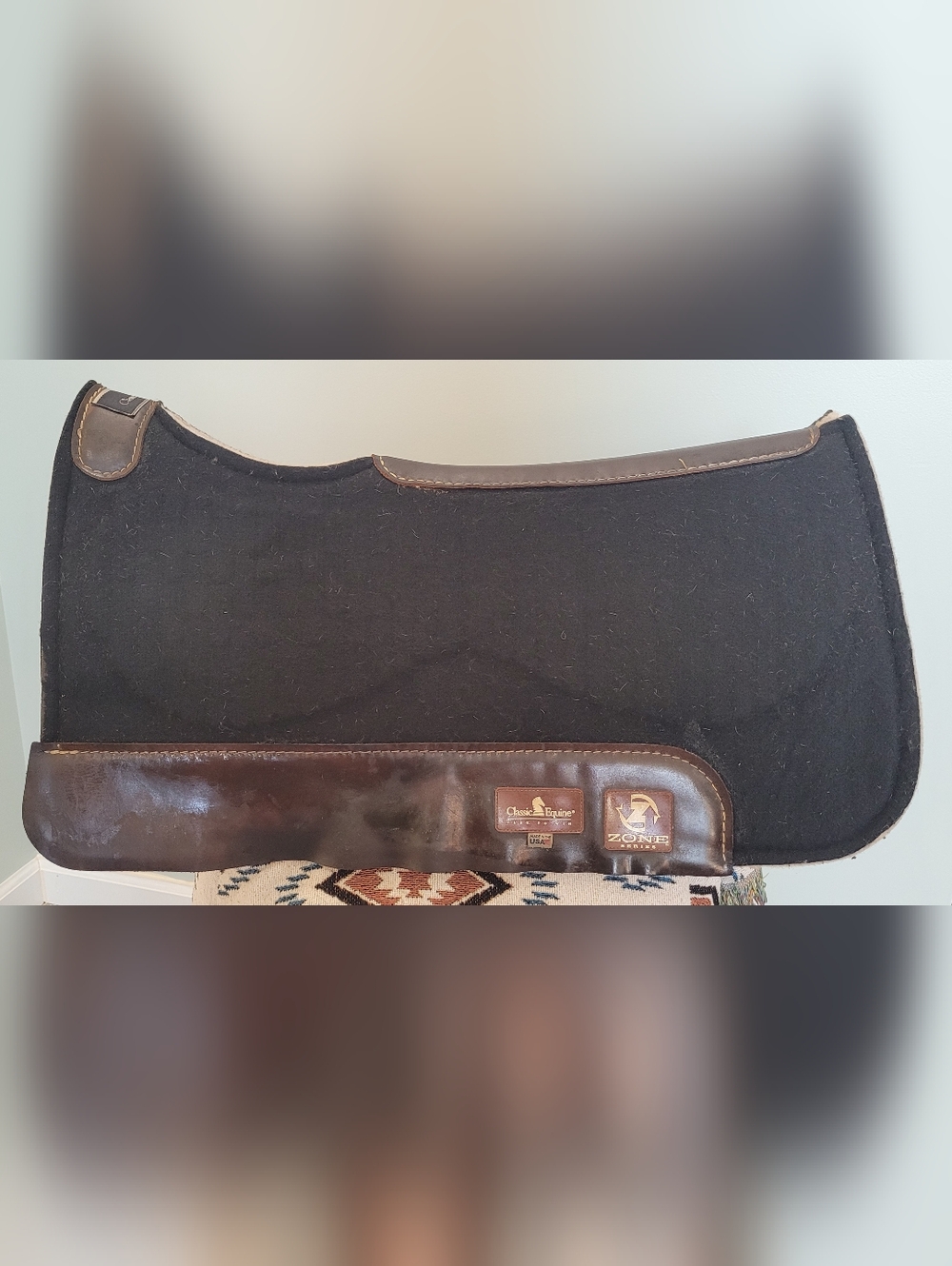 CLASSIC EQUINE Zone Series Brown Wool Western Saddle Pad, 28x30, 3/4" Thick - Picture 2 of 15